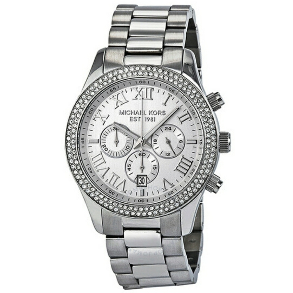 Wash Classic MK5667 Layton Chronograph Crystal Accented,Silver.